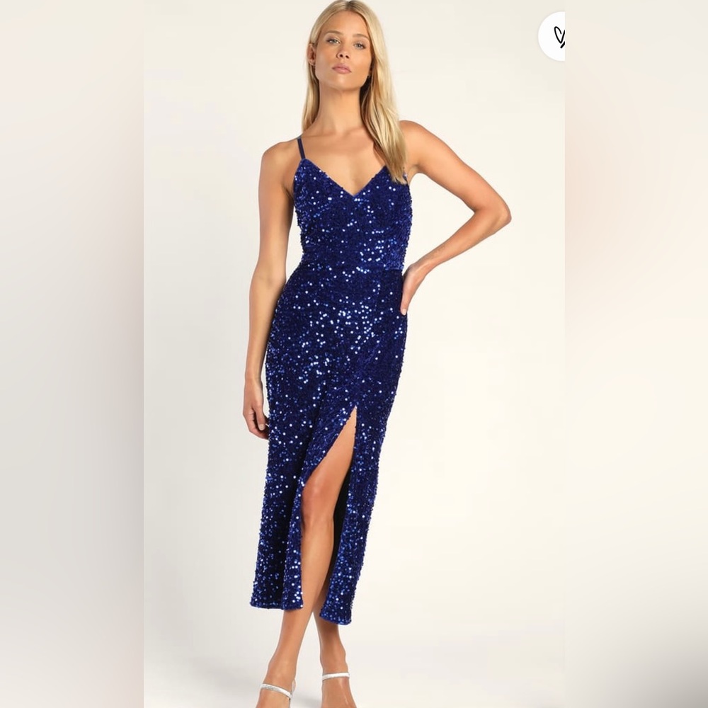 Sequin blue dress body con, gently worn